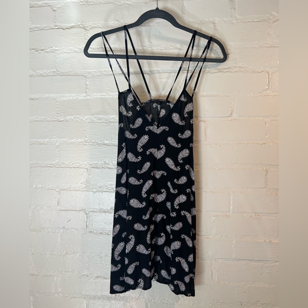 Brandy Melville Black Mini Dress with White Paisley Print